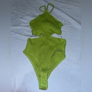 Zara Lime Ribbed Bodysuit